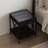 Image de vidaXL Table de chevet avec LED infini noir 40x40x49 cm