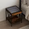 Image de vidaXL Table de chevet avec LED infini chêne fumé 40x40x49 cm