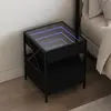Image de vidaXL Table de chevet avec LED infini noir 40x40x51 cm