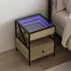 Image de vidaXL Table de chevet avec LED infini chêne sonoma 40x40x51 cm