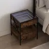 Image de vidaXL Table de chevet avec LED infini chêne fumé 40x40x51 cm
