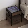 Image de vidaXL Table de chevet avec LED infini chêne marron 40x40x51 cm