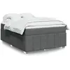 Image de vidaXL Sommier à lattes de lit avec matelas Gris foncé 140x200cm Tissu