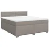 Image de vidaXL Sommier à lattes de lit avec matelas Taupe 180x200 cm Tissu, lit, lit à plate-forme, lit à panneaux, meuble de chambre à coucher, canapé-lit