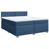 Image de vidaXL Sommier à lattes de lit avec matelas Bleu 200x200 cm Tissu
