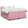 Image de vidaXL Sommier à lattes de lit avec matelas Rose 200x200 cm Velours