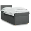 Image de vidaXL Sommier à lattes de lit avec matelas Gris foncé 90x200 cm Tissu