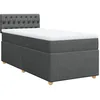 Image de vidaXL Sommier à lattes de lit avec matelas Gris foncé 90x200 cm Tissu