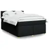 Image de vidaXL Sommier à lattes de lit avec matelas Noir 140x190 cm Tissu