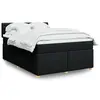 Image de vidaXL Sommier à lattes de lit avec matelas Noir 140x190 cm Tissu