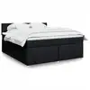 Image de vidaXL Sommier à lattes de lit avec matelas Noir 180x200 cm Tissu