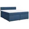 Image de vidaXL Sommier à lattes de lit avec matelas Bleu 180x200 cm Tissu