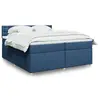 Image de vidaXL Sommier à lattes de lit avec matelas Bleu 200x200 cm Tissu