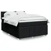 Image de vidaXL Sommier à lattes de lit avec matelas Noir 160x200 cm Tissu