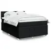 Image de vidaXL Sommier à lattes de lit avec matelas Noir 160x200 cm Tissu