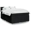 Image de vidaXL Sommier à lattes de lit avec matelas Noir 160x200 cm Tissu