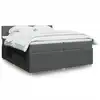 Image de vidaXL Sommier à lattes de lit avec matelas Gris foncé 200x200cm Tissu