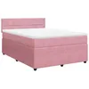 Image de vidaXL Sommier à lattes de lit avec matelas Rose 140x190 cm Velours