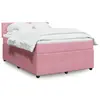 Image de vidaXL Sommier à lattes de lit avec matelas Rose 160x200 cm Velours