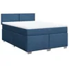 Image de vidaXL Sommier à lattes de lit avec matelas Bleu 140x200 cm Tissu, lit, lit à plate-forme, lit à panneaux, meuble de chambre à coucher, canapé-lit