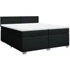 Image de vidaXL Sommier à lattes de lit avec matelas Noir 200x200 cm Tissu