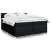 Image de vidaXL Sommier à lattes de lit avec matelas Noir 200x200 cm Tissu