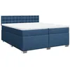 Image de vidaXL Sommier à lattes de lit avec matelas Bleu 200x200 cm Tissu
