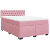 Image de vidaXL Sommier à lattes de lit avec matelas Rose 160x200 cm Velours