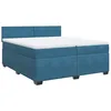 Image de vidaXL Sommier à lattes de lit et matelas Bleu 200x200 cm velours