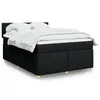 Image de vidaXL Sommier à lattes de lit avec matelas Noir 140x190 cm Tissu