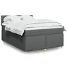 Image de vidaXL Sommier à lattes de lit avec matelas Gris foncé 140x190cm Tissu