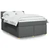 Image de vidaXL Sommier à lattes de lit avec matelas Gris foncé 140x190cm Tissu