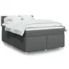 Image de vidaXL Sommier à lattes de lit avec matelas Gris foncé 140x200cm Tissu