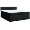 Image de vidaXL Sommier à lattes de lit avec matelas Noir 200x200 cm Tissu