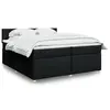 Image de vidaXL Sommier à lattes de lit avec matelas Noir 200x200 cm Tissu
