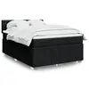 Image de vidaXL Sommier à lattes de lit avec matelas Noir 160x200 cm Tissu