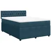 Image de vidaXL Sommier à lattes de lit et matelas bleu 140x190 cm velours