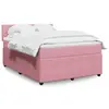 Image de vidaXL Sommier à lattes de lit avec matelas Rose 140x200 cm Velours
