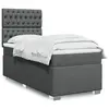 Image de vidaXL Sommier à lattes de lit avec matelas Gris foncé 90x200 cm Tissu