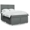 Image de vidaXL Sommier à lattes de lit avec matelas Gris foncé 140x190cm Tissu