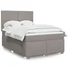 Image de vidaXL Sommier à lattes de lit avec matelas Taupe 140x190 cm Tissu