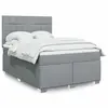 Image de vidaXL Sommier à lattes de lit avec matelas Gris clair 140x190cm Tissu