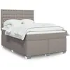Image de vidaXL Sommier à lattes de lit avec matelas Taupe 140x190 cm Tissu