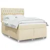 Image de vidaXL Sommier à lattes de lit avec matelas Crème 160x200 cm Tissu