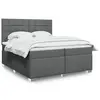 Image de vidaXL Sommier à lattes de lit avec matelas Gris foncé 200x200cm Tissu