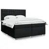 Image de vidaXL Sommier à lattes de lit avec matelas Noir 200x200 cm Tissu