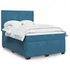 Image de vidaXL Sommier à lattes de lit et matelas bleu 140x190 cm velours