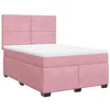 Image de vidaXL Sommier à lattes de lit avec matelas Rose 140x190 cm Velours