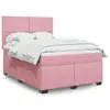 Image de vidaXL Sommier à lattes de lit avec matelas Rose 140x190 cm Velours