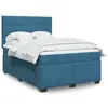 Image de vidaXL Sommier à lattes de lit et matelas bleu 140x190 cm velours